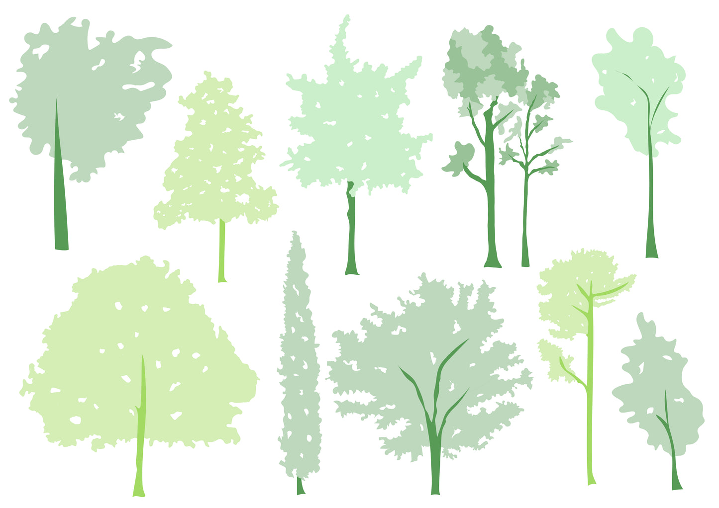 Flat vector sketchy trees